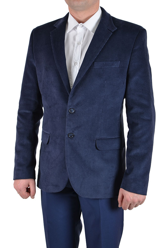 Синий вельветовый пиджак мужской