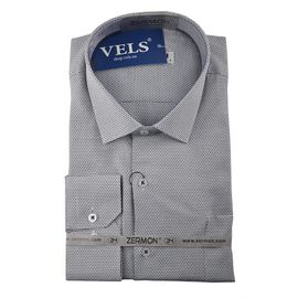Рубашка мужская классическая Zermon 0993, Размер: M, Цвет: светло-серый в клетку | Интернет-магазин Vels