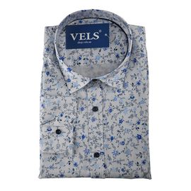 Рубашка мужская приталенная Flexion 18-227 01, Размер: M, Цвет: белая с узором | Интернет-магазин Vels