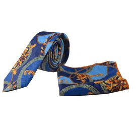 Краватка чоловіча з хусткою принт Quesste 05, Колір: сине-голубой принт | Інтернет-магазин Vels