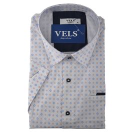 Рубашка мужская приталенная VELS 130/3 к/р, Размер: M, Цвет: белый с узором | Интернет-магазин Vels