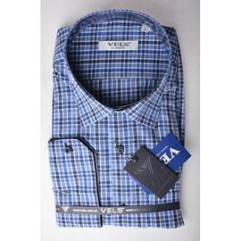 Рубашка VELS 10018-1 кл., Размер: M, Цвет: сине-голубая клетка | Интернет-магазин Vels