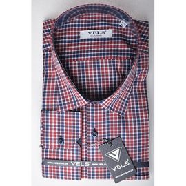 Рубашка VELS 10018-2 кл., Размер: M, Цвет: бордово-синяя клет. | Интернет-магазин Vels