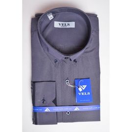 Сорочка VELS 1005 приталена з вставкою, Розмір: M, Колір: графит в мелкую клетку | Інтернет-магазин Vels