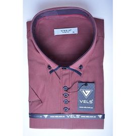 Сорочка VELS 6333/1-5 подвійний комір, Розмір: S, Колір: бордо в мелк.клетку | Інтернет-магазин Vels