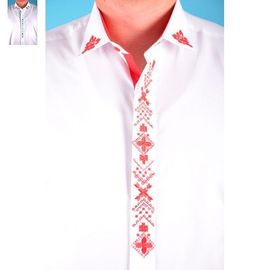 Сорочка VELS 1 вишиванка приталена, Розмір: S, Колір: белая с красн. вышив. | Інтернет-магазин Vels