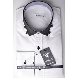 Сорочка VELS 2 з вставкою приталена, Розмір: XL, Колір: белый с черн.отделкой | Інтернет-магазин Vels