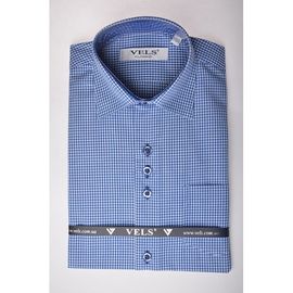 Рубашка детская на мальчика VELS 3635/2 отд. к/р, Размер: 1, Цвет: синяя+белая клет. | Интернет-магазин Vels