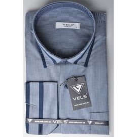 Рубашка VELS 6345/9 отд., пр., Размер: S, Цвет: синяя пол. с т.син. отд. | Интернет-магазин Vels
