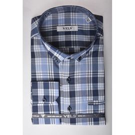 Рубашка VELS 9608/5 пр.с отв., Размер: M, Цвет: синяя клетка | Интернет-магазин Vels