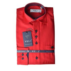Рубашка VELS 31 т.син отд. дет., Размер: 2, Цвет: красный с т.син. отд. | Интернет-магазин Vels