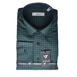 Сорочка VELS 9356/5 приталена, Розмір: M, Колір: зелёная клетка | Інтернет-магазин Vels