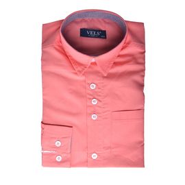 Рубашка VELS отд.дет. (9-10-12-14)3339 (154), Размер: 134/9, Цвет: персик с отд.т.син. клетка | Интернет-магазин Vels