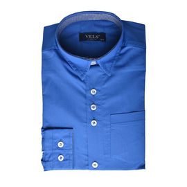 Рубашка VELS отд.дет. (5-6-7-8) 3338 (232), Размер: 110/5, Цвет: синяя с отд.т.син. клетка | Интернет-магазин Vels