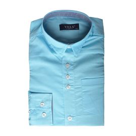 Рубашка VELS отд.дет. (9-10-12-14)3339 (279), Размер: 134/9, Цвет: голубой с отд. т.син. клетка | Интернет-магазин Vels