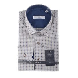 Рубашка мужская приталенная VELS 1001/1, Размер: L, Цвет: коричневая клетка | Интернет-магазин Vels
