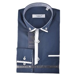 Рубашка мужская приталенная VELS 251-1, Размер: S, Цвет: темно синий строчка | Интернет-магазин Vels