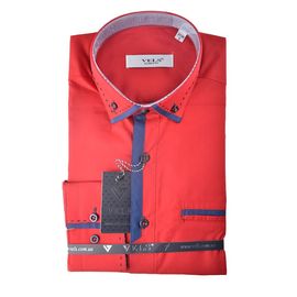 Рубашка мужская приталенная VELS 31-1, Размер: XL, Цвет: красная строчка | Интернет-магазин Vels