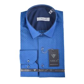 Рубашка мужская приталенная VELS 9069/5, Размер: M, Цвет: синий | Интернет-магазин Vels