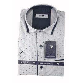 Рубашка мужская приталенная VELS 10112-4 к/р, Размер: M, Цвет: белый с рисунком | Интернет-магазин Vels