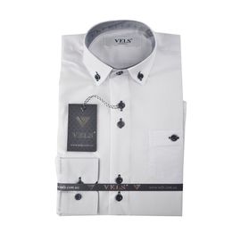 Рубашка детская на мальчика VELS 1 (05), Размер: 6, Цвет: белый с тём.син. отд. | Интернет-магазин Vels