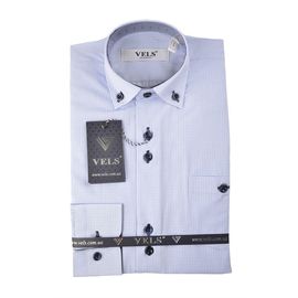 Рубашка детская на мальчика VELS 7551/1, Размер: 1, Цвет: белая в голубую клетку | Интернет-магазин Vels