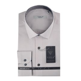 Рубашка мужская приталенная VELS 5031-5, Размер: M, Цвет: белая в красную точку | Интернет-магазин Vels
