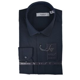 Рубашка мужская приталенная VELS 030, Размер: M, Цвет: темно синий; текстура | Интернет-магазин Vels