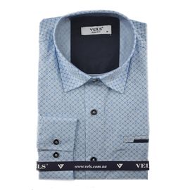 Сорочка чоловіча приталена VELS 130/2, Розмір: 2XL, Колір: голубой рисунок | Інтернет-магазин Vels