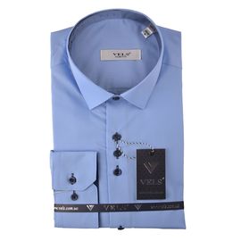Рубашка мужская приталенная VELS 18, Размер: S, Цвет: голубая с т.син. отд. | Интернет-магазин Vels