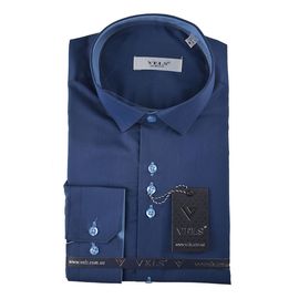 Рубашка мужская приталенная VELS 227, Размер: L, Цвет: синий отделка | Интернет-магазин Vels