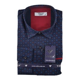 Рубашка мужская приталенная VELS 130/1, Размер: M, Цвет: темно синий рисунок | Интернет-магазин Vels