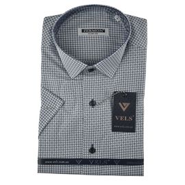 Рубашка мужская приталенная Zermon 7 к/р, Размер: S, Цвет: серая клетка | Интернет-магазин Vels