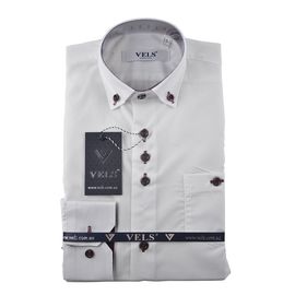 Рубашка детская на мальчика VELS 1 (02) к/р, Размер: 1, Цвет: белый с бордовой отделкой | Интернет-магазин Vels
