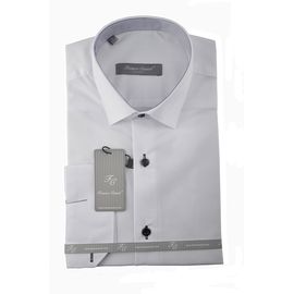 Рубашка мужская приталенная Franco Cas 01, Размер: 3XL, Цвет: белая с черными пуговицами | Интернет-магазин Vels