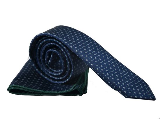 Краватка чоловіча з хусткою Quesste 14, Колір: темно синий  точка  | Інтернет-магазин Vels