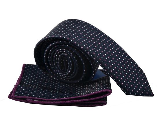 Краватка чоловіча з хусткою Quesste 16, Колір: фиолетовый точка | Інтернет-магазин Vels