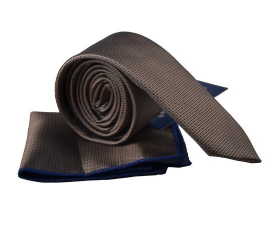 Краватка чоловіча з хусткою Quesste 30, Колір: капучино | Інтернет-магазин Vels