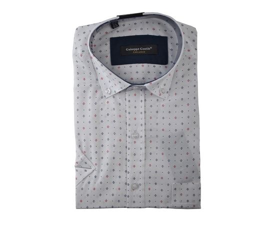 Рубашка мужская классическая Guiseppe 17 к/р, Размер: XL, Цвет: белая с узором | Интернет-магазин Vels