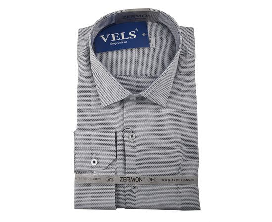 Рубашка мужская классическая Zermon 0993, Размер: M, Цвет: светло-серый в клетку | Интернет-магазин Vels