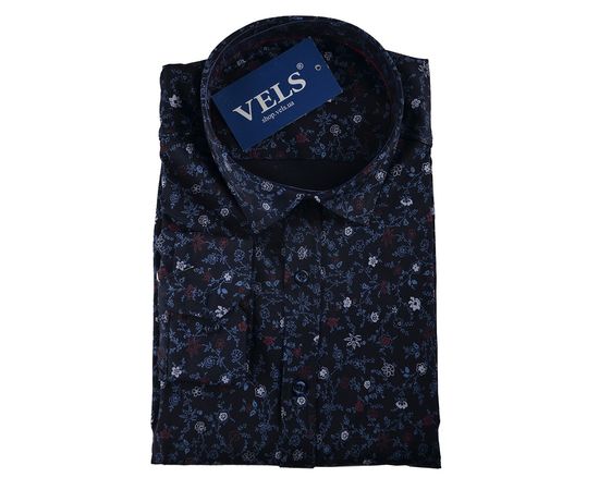 Сорочка чоловіча приталена Flexion 18-227 02, Розмір: L, Колір: темно-синий с узором | Інтернет-магазин Vels