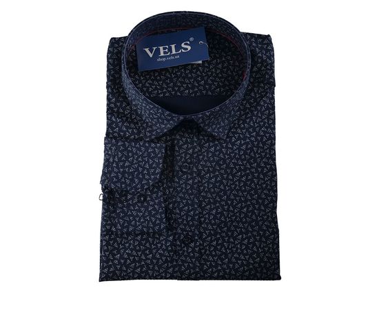 Рубашка мужская приталенная Flexion 18-229, Размер: M, Цвет: темно-синий с узором | Интернет-магазин Vels