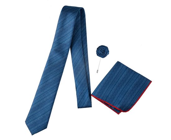 Галстук мужской роза/платок Quesste 01, Цвет: темно-синяя полоса, фото 2 | Интернет-магазин Vels