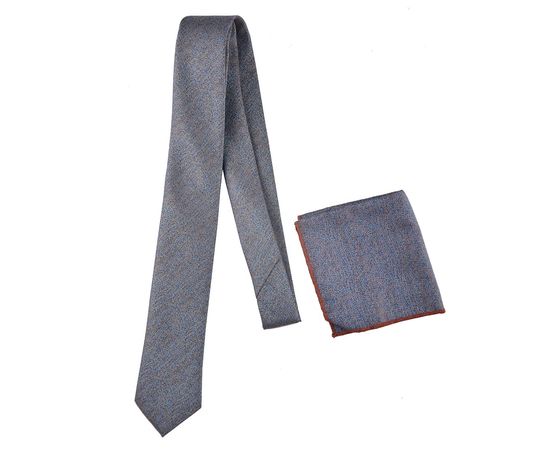 Галстук мужской с платком Quesste 44, Цвет: серо-синий, фото 2 | Интернет-магазин Vels