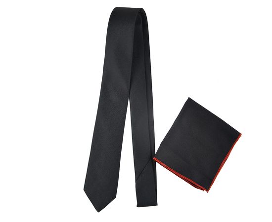 Галстук мужской с платком Quesste 38, Цвет: чёрный, фото 2 | Интернет-магазин Vels
