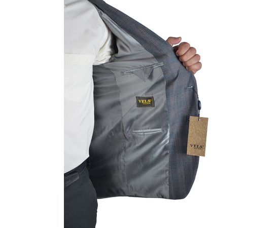 Піджак чоловічий приталений Vels 9078/1з, Розмір: 48/176, Колір: серый клетка, фото 5 | Інтернет-магазин Vels