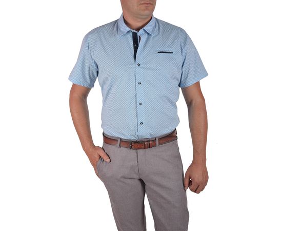 Рубашка мужская приталенная VELS 130/2 к/р, Размер: M, Цвет: голубой с рисунком, фото 2 | Интернет-магазин Vels