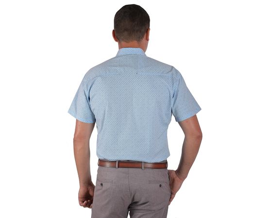 Рубашка мужская приталенная VELS 130/2 к/р, Размер: M, Цвет: голубой с рисунком, фото 3 | Интернет-магазин Vels