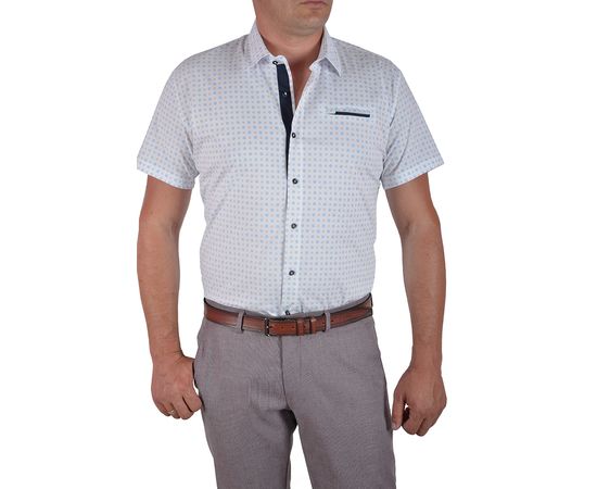 Рубашка мужская приталенная VELS 130/3 к/р, Размер: M, Цвет: белый с узором, фото 4 | Интернет-магазин Vels