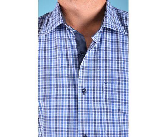 Рубашка VELS 10018-1 кл., Размер: M, Цвет: сине-голубая клетка, фото 4 | Интернет-магазин Vels